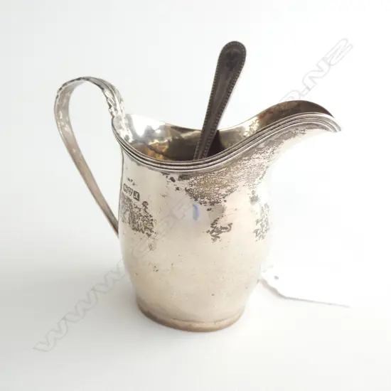 STG SILVER CREAM JUG CHESTER 1912 + STG FORK 74 GRAMS
