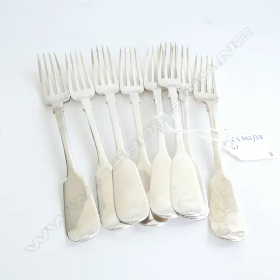 8 STG SILVER FORKS, LONDON 1841 + 1 1863 364 GRAMS 