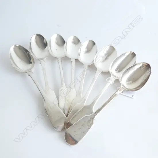 8 STG SILVER TABLESPOONS LONDON 1856-1864 592 GRAMS