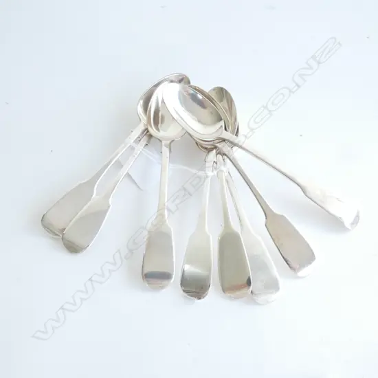 8 STG SILVER TEASPOONS, LONDON 1846-1855 205 GRAMS