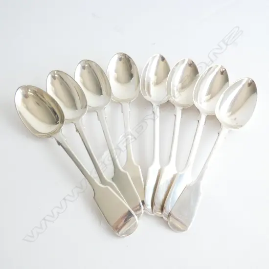 8 STG SILVER SPOONS, LONDON 1841-1871 395 GRAMS