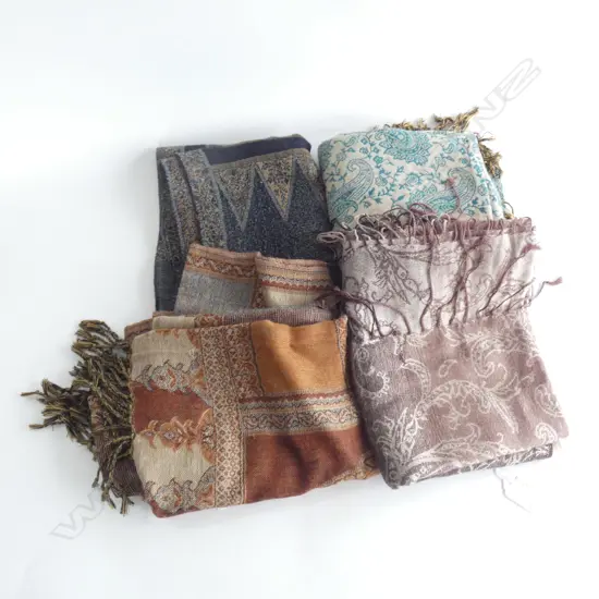 4 SILK & PASHMINA SHAWLS / SCARVES