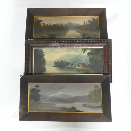 3 COLONIAL LANDSCAPE OILS; 2 PAUL WREN 'WAIRAU RIVER' & 'LAKE ADA' 595x235mm + DE RITZ AF