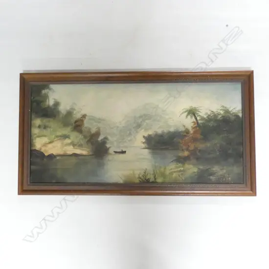 H T GARRATT (DE RITZ) (1875-1953); 'WANGANUI RIVER' OIL 340x720mmmm