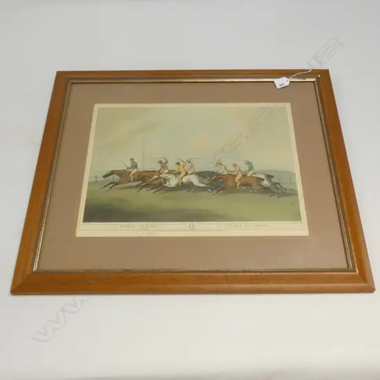 FRAMED OLD PRINT 'HORSE RACING 'LA COURSE DE CHEVAUX'  450 X 330MM