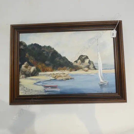 M K DENNING-KEMP ; OIL ON BOARD WARD ISLAND WELLINGTON