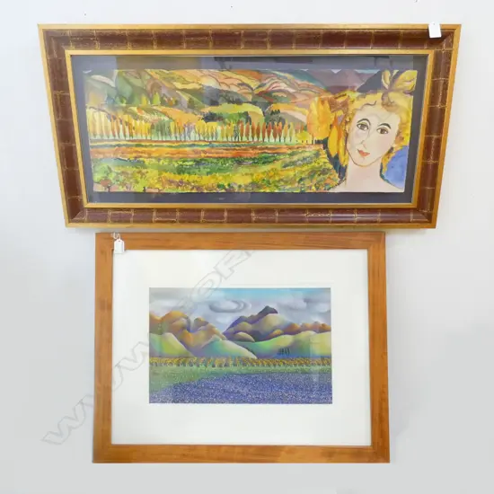 MARION TOWNES 'WARDS PEAK' WORK ON PAPER 290x460 + PAMELA BROWN 'CECILE' ACRYLIC 270x760mm