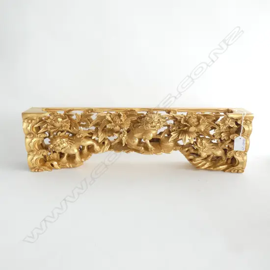 CAST & GILDED ACRYLIC & CEDAR ALTAR LINTEL  L. 535MM