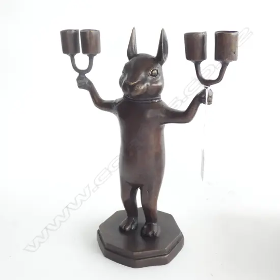 BRONZE BUNNY CANDLE HOLDERS H.280mm