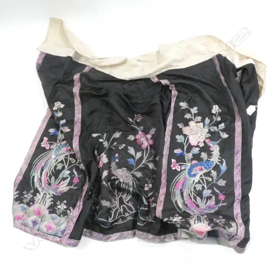 CHINESE EMBROIDERED DRESS black ground w coloured silks
