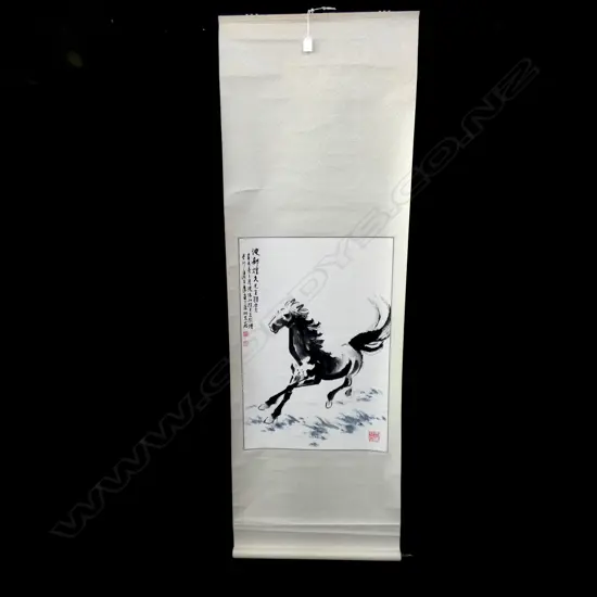 CHINESE SCROLL PAINTING 'THE RUNNING HORSE' 455 X 665MM