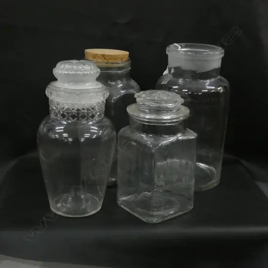 4 VINTAGE DISPLAY JARS 