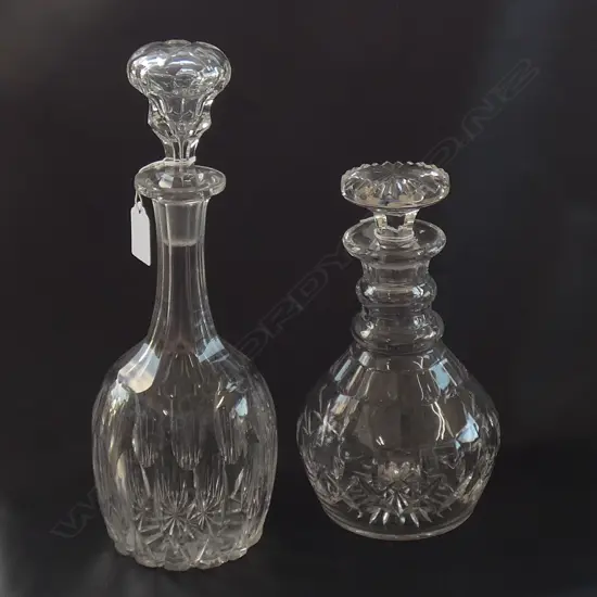2 CRYSTAL DECANTERS; GEORGIAN STYLE & OTHER H.315mm