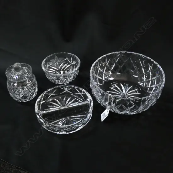 4 PIECES CRYSTAL BOWLS ETC 