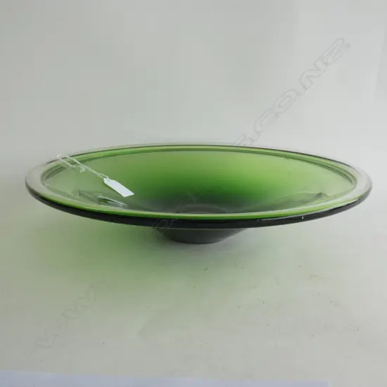 LG GREEN MURANO GLASS DISH - SIGNED DIA 350MM