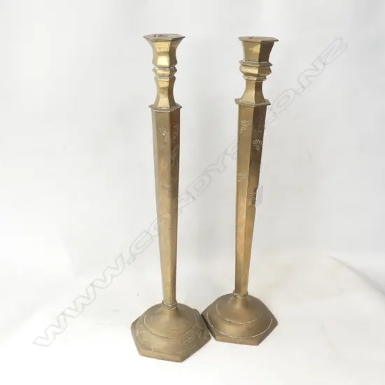 2 BRASS CANDLESTICKS INDIAN 