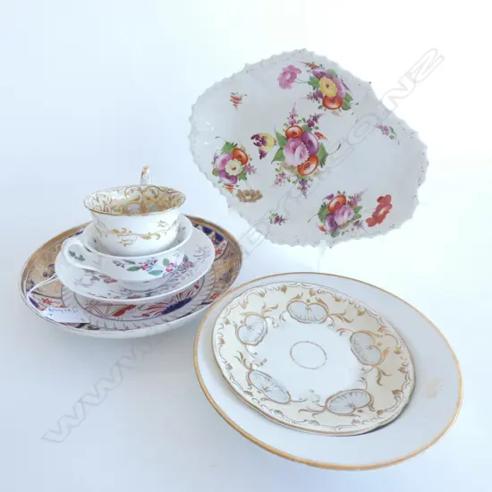 5 PCES ANTIQUE CHINA; COALPORT C/S AF, FELSPAR C/S, 3 PLATES 