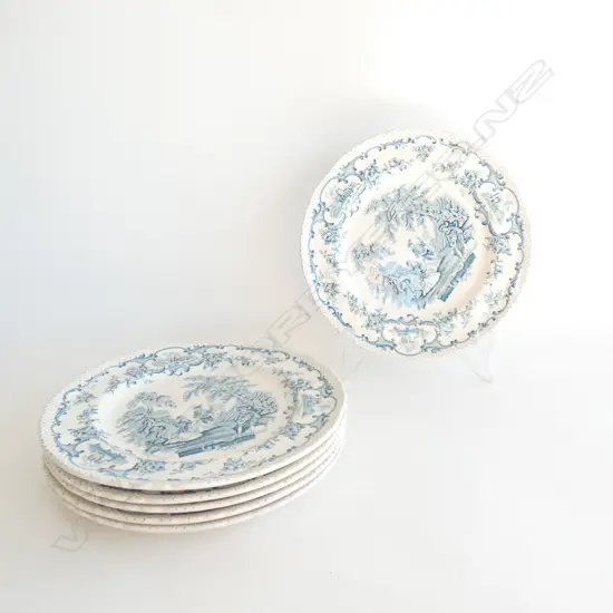 6 LG PLATES, MASONS IRONSTONE ROMANTIC PATTERN
