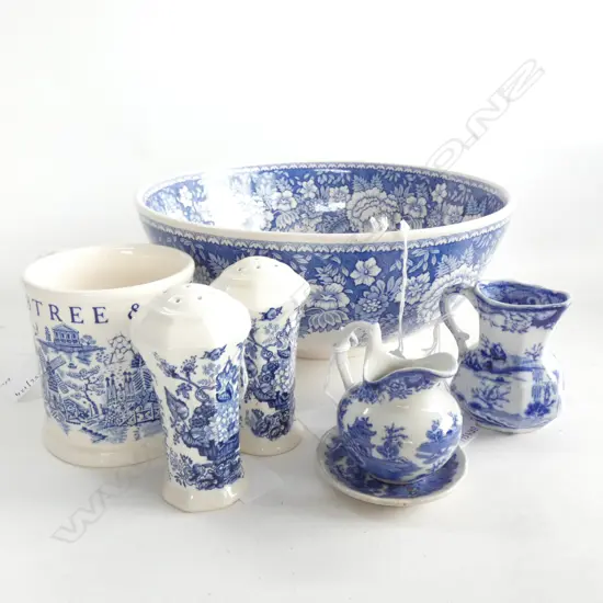 MASON IRONSTONE B/W BOWL MUG PEPPER & SALT 2 MINI JUGS & DISH