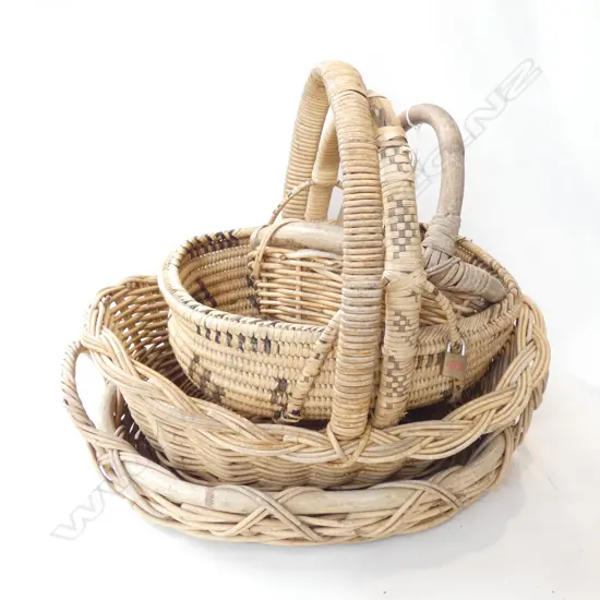 STACK OF ASST LG BASKETS 