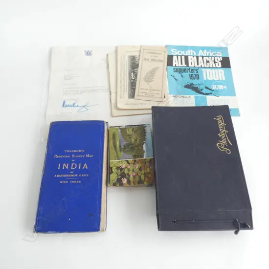 1950s NZ PHOTO ALBUM, OLD POSTCARDS, MAP OF INDIA ETC