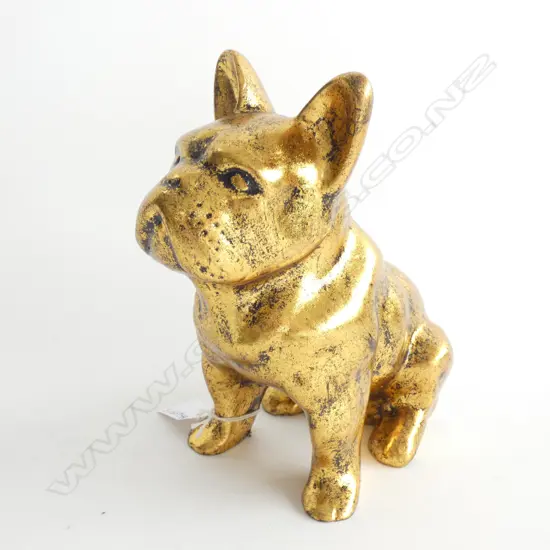 GILDED RESIN BULL DOG H.195mm