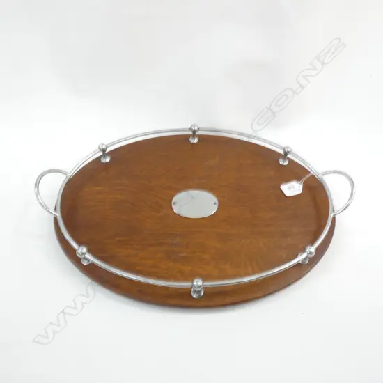 DECO OAK & CHROME BREAKFAST TRAY L 455MM