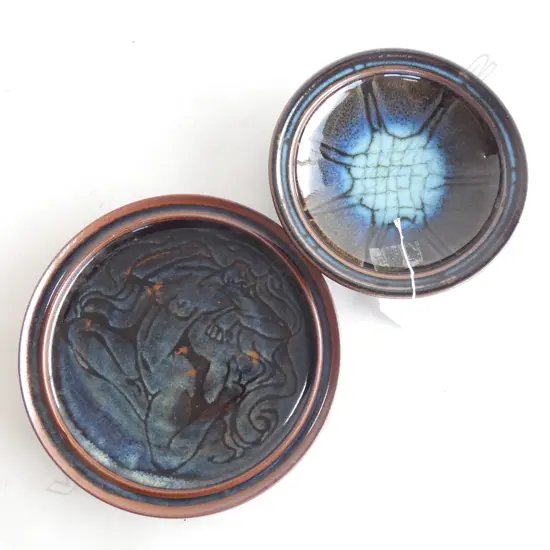 BLUE CHUN GLAZE BOWL + BLUE NUDE WOMAN PLATE 240mm dia