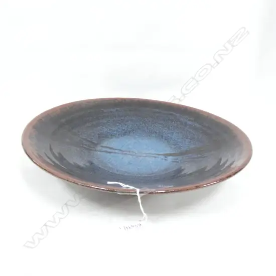 STUDIO POTTERY BOWL TENMOKU & CHUN GLAZE 310mm dia