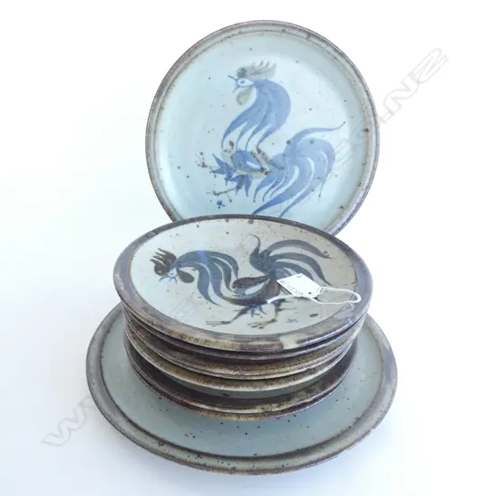 9 JILL TOTTY COCKEREL PLATES; 7 195mm dia + 2 265mm dia