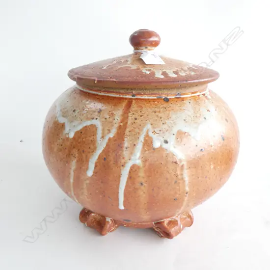 LARGE STUDIO POTTERY LIDDED JAR H.240mm