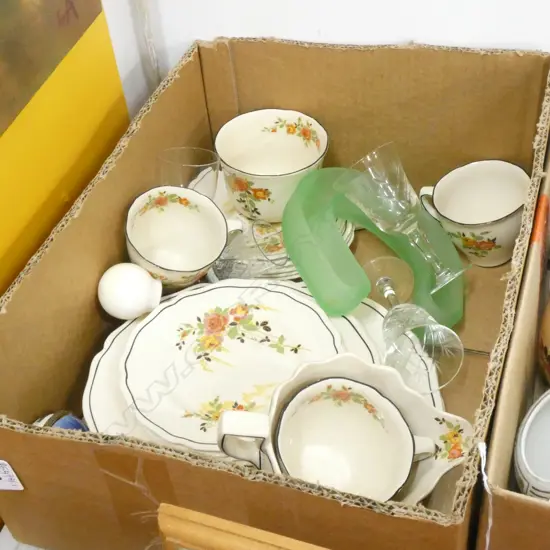 BOX LOT ASST. CHINA & GLASS