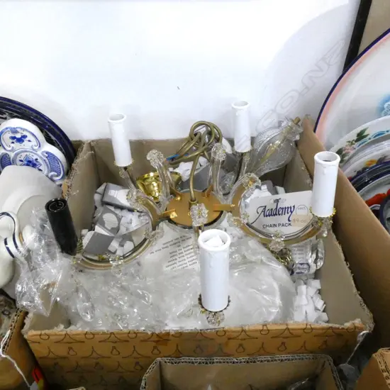 BOX LOT CRYSTAL CANDELIER AS NEW IN BOX 