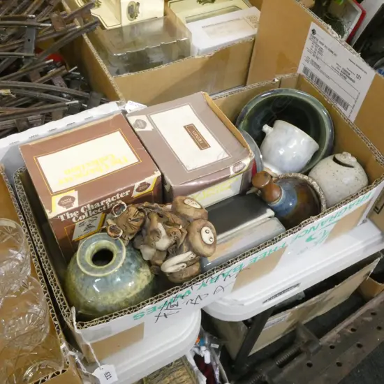 BOX LOT ASST. STUDIO POTTERY PCES