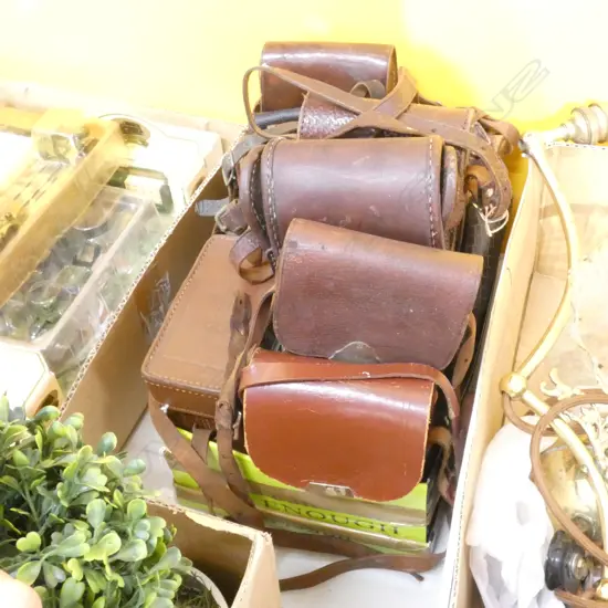 BOX LOT OLD CAMERA CASES