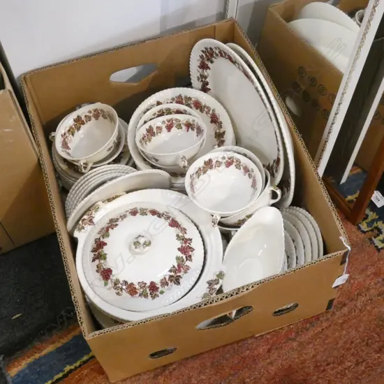  BOX LOT JOHNSON BROS. 'EMPIRE GRAPE' DINNER SERVICE 