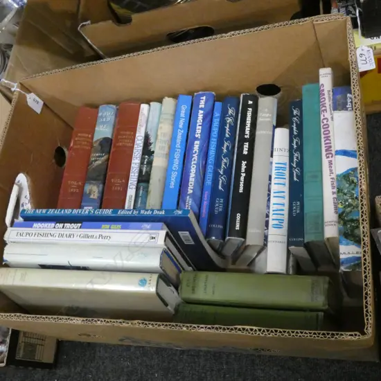 BOX LOT BOOKS; FLY FISHING INTEREST