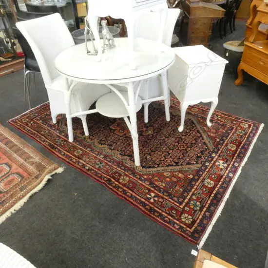 HAND KNOTTED WOOL PILE IRANIAN HAMADAN RUG...