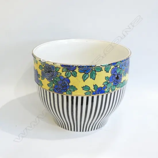 OLD GRIMWADES B&W STRIPED & FLORAL JARDINIERE  220 X 190MM