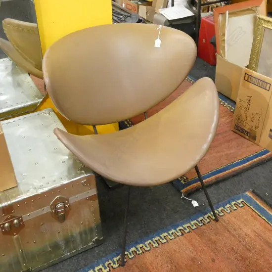 BROWN VINYL ORANGE SLICE CHAIR