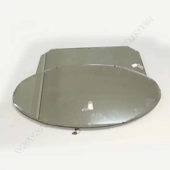2 LARGE DECO BEVELLED MIRRORS; OVAL 910x460mm & RECTANGULAR 760x450mm