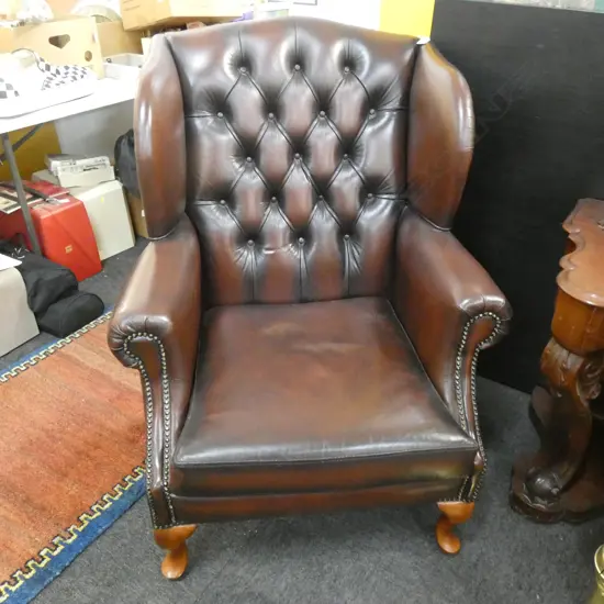 LEATHER WING BACK CHAIR