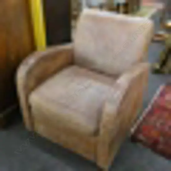 OLD BROWN LEATHER 'HALO' CLUB CHAIR