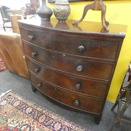 GEORGIAN BOW FRONT CHEST OF DRAWERS...