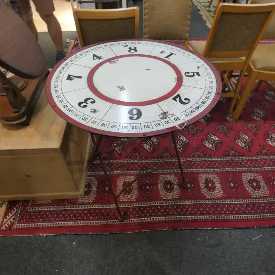 METAL FOLDING OUTDOOR TABLE w. GAME TOP 715mm dia