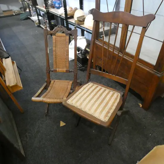 2 VICTORIAN FOLDING CHAIRS 