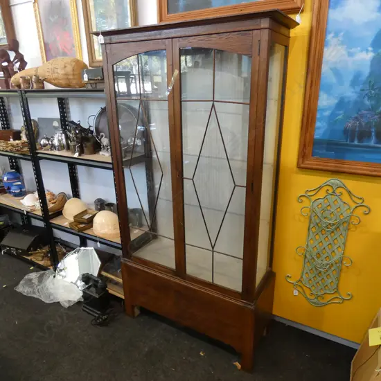 EDWARDIAN CHINA CABINET ON REMOVABLE STAND 