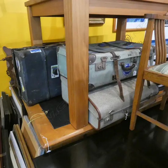 2 VINTAGE SUITCASES & CASED PIANO ACCORDIAN