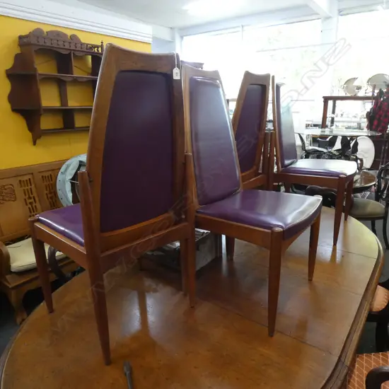 4 RETRO / MID CENTURY CHAIRS PURPLE VINYL