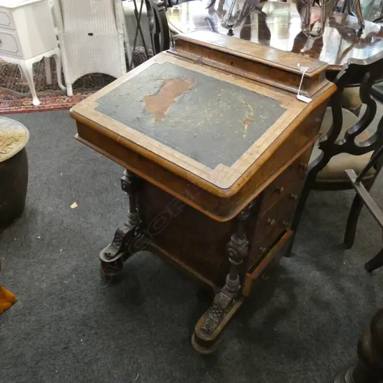 OLD DAVENPORT  - BEAUTIFUL OLD PCE IN NEED OF TLC TO LID - LOTS OF COMPARTMENTS W530MM